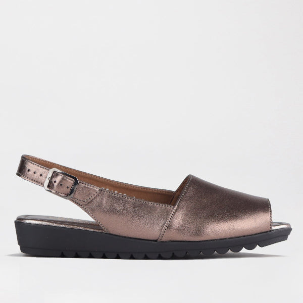 Factory Shop Shoes 4 / Lead Metallic / 12870 Peep Toe Slingback Sandal in Lead Metallic - 12870