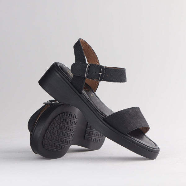 Factory Shop Shoes Chic Leather Strappy Sandals in Black - 12936