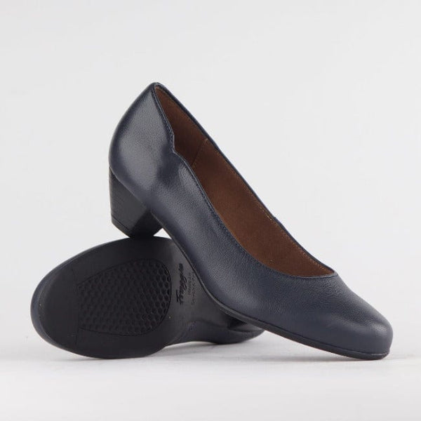 Factory Shop Shoes Mid-Heel Court Shoe in Navy - 12635