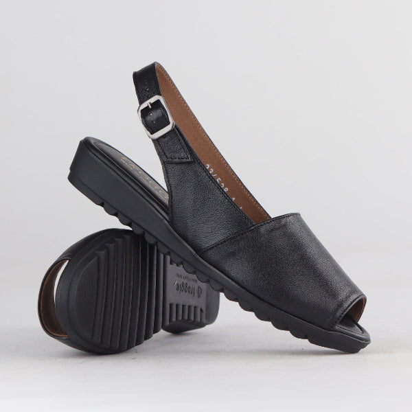 Factory Shop Shoes Peep Toe Slingback Sandal in Black - 12870