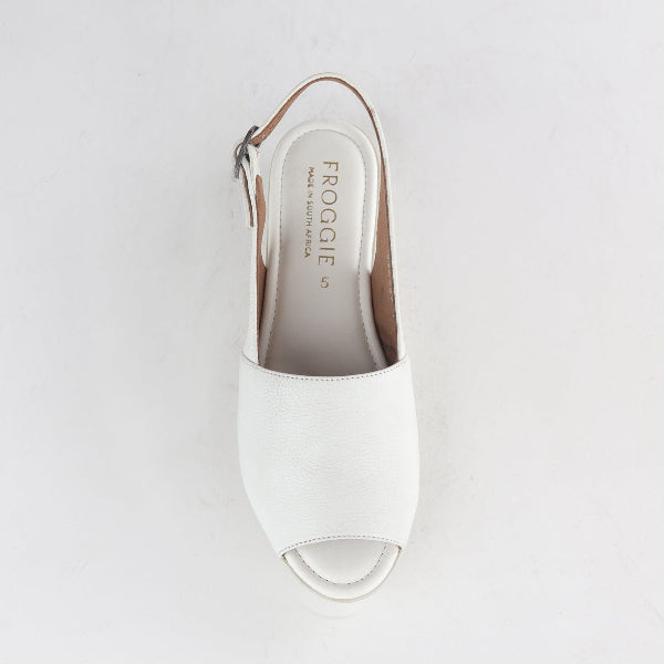 Factory Shop Shoes Peep Toe Slingback Sandal in White - 12870