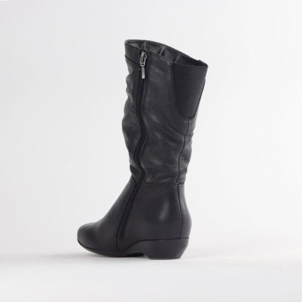 Factory Shop Shoes Ruched Mid-calf Boot in Black – 12527