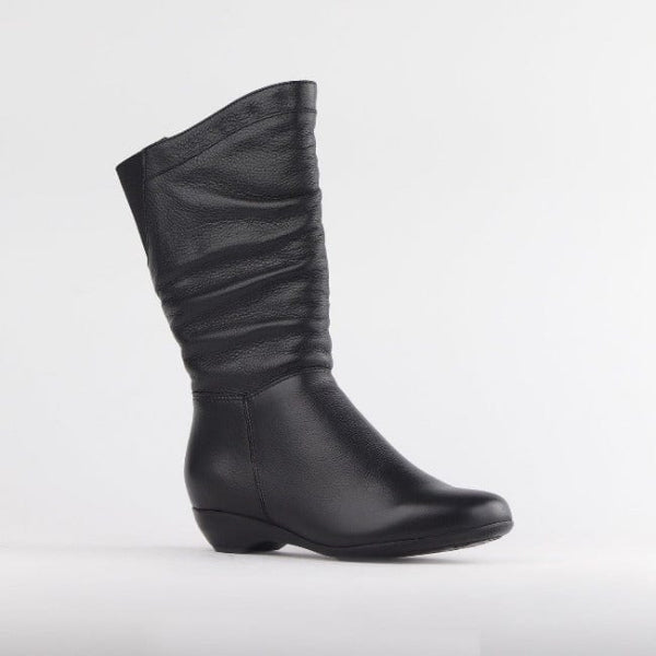 Factory Shop Shoes Ruched Mid-calf Boot in Black – 12527