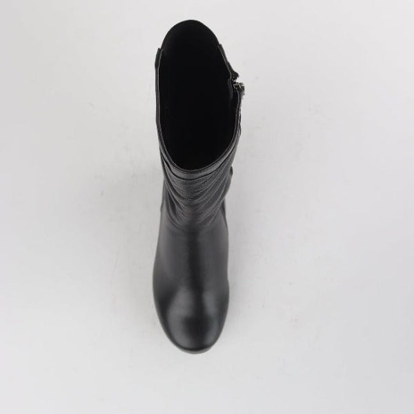 Factory Shop Shoes Ruched Mid-calf Boot in Black – 12527