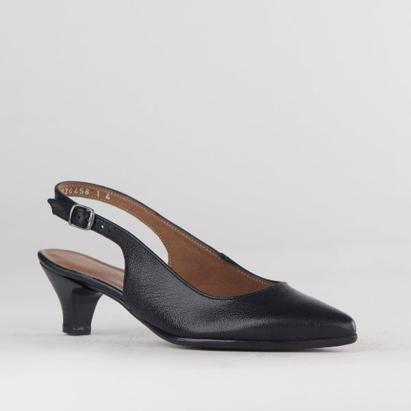 Factory Shop Shoes Slingback Kitten Heel in Black - 12576