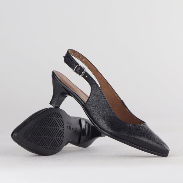 Factory Shop Shoes Slingback Kitten Heel in Black - 12576