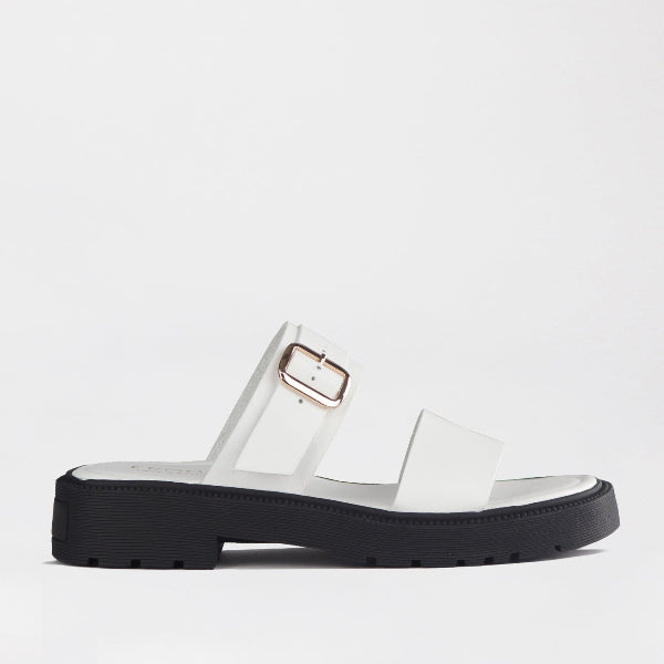 Froggie Shoes Shoes C36 / White / 12695 Double Band Buckle Strap in White - 12695