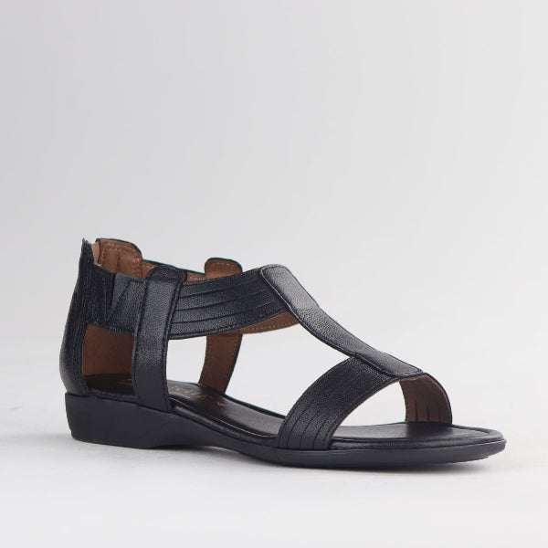 Froggie Shoes Shoes Closed Back T-Bar Flat Sandal in Black - 12886