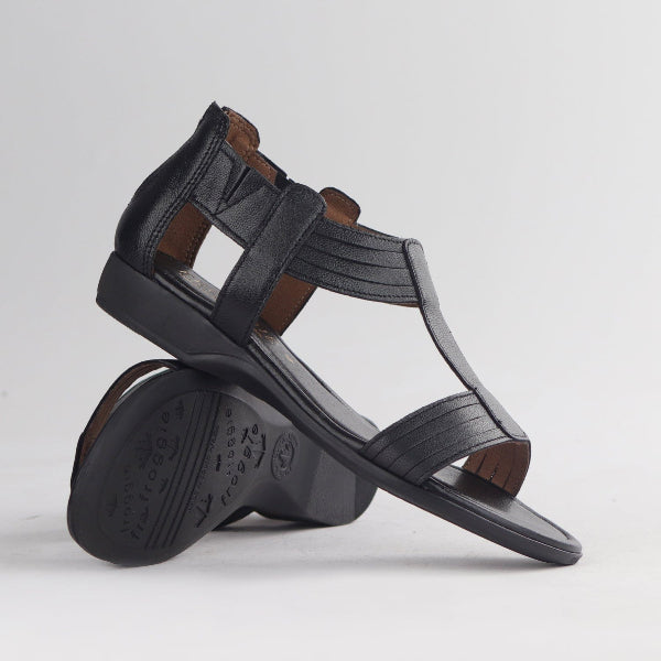 Froggie Shoes Shoes Closed Back T-Bar Flat Sandal in Black - 12886