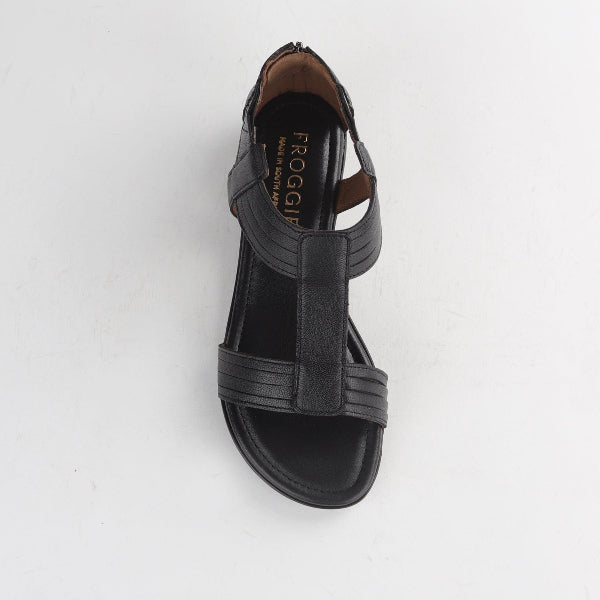 Froggie Shoes Shoes Closed Back T-Bar Flat Sandal in Black - 12886