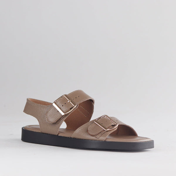 Froggie Shoes Shoes Double Buckle Sling Sandal in Stone - 12881