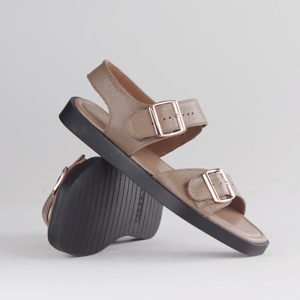 Froggie Shoes Shoes Double Buckle Sling Sandal in Stone - 12881