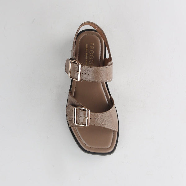 Froggie Shoes Shoes Double Buckle Sling Sandal in Stone - 12881