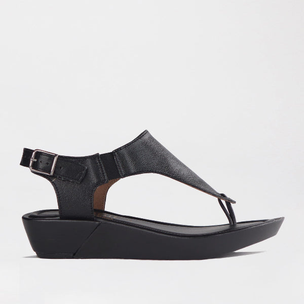 Froggie Shoes Shoes 3 / Black / 12880 Rox Toe Thong Slingback Sandal in Black - 12880