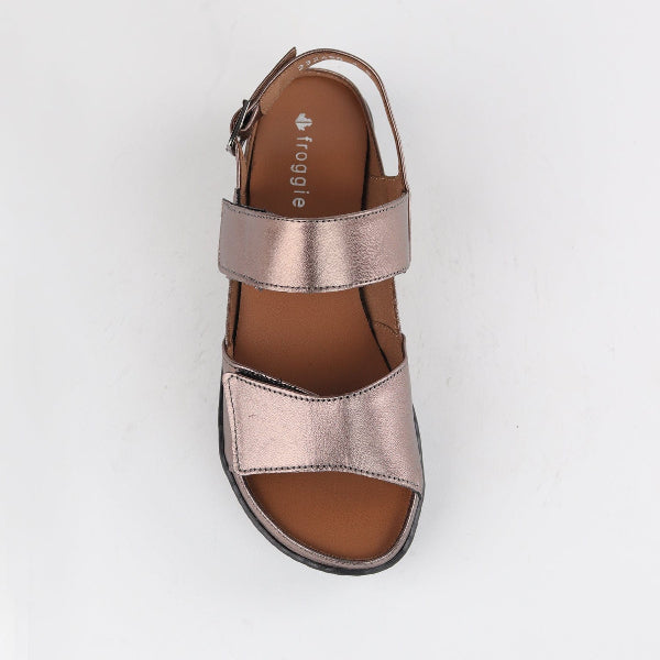 Froggie Shoes Shoes 2-Strap Sandal with Removable Footbed in Lead Metallic - 12655