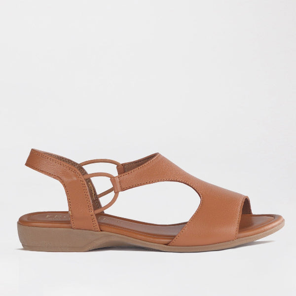 Froggie Shoes Shoes 3 / Tan / 12104 Slingback T-Bar Flat Sandal in Tan - 12104