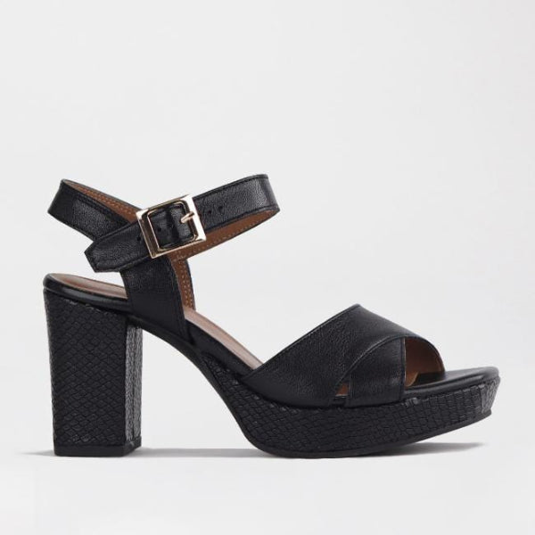 Froggie Shoes Shoes 4 / Black / 12676 High Heel Platform Sandal in Black - 12676