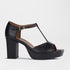 Froggie Shoes Shoes 4 / Black / 12858 High Heel Platform T-Bar Sandal in Black - 12858