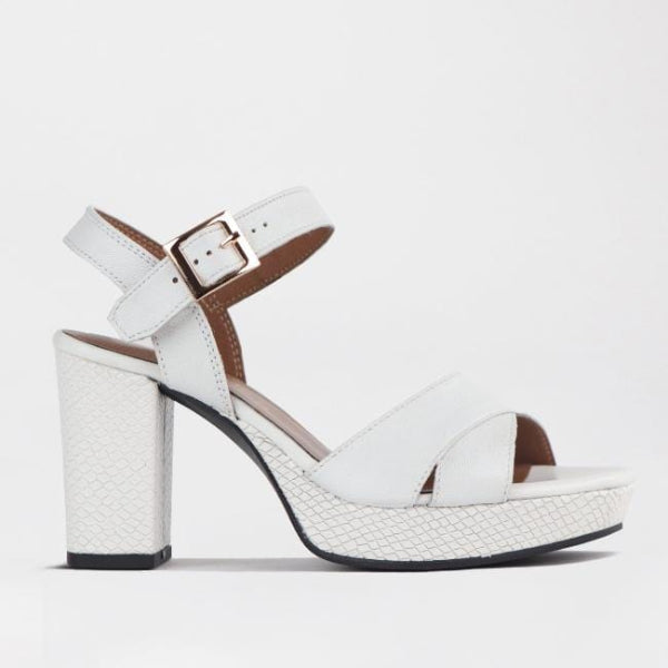 High Heel Platform Sandal in White| Froggie Leather Shoes