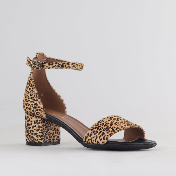 Froggie Shoes Shoes Ankle Strap Block Heel Sandal in Cheetah Print - 11879