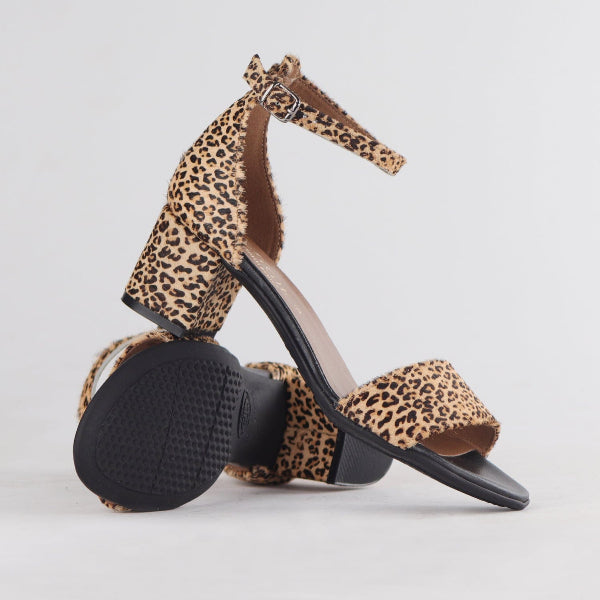 Froggie Shoes Shoes Ankle Strap Block Heel Sandal in Cheetah Print - 11879