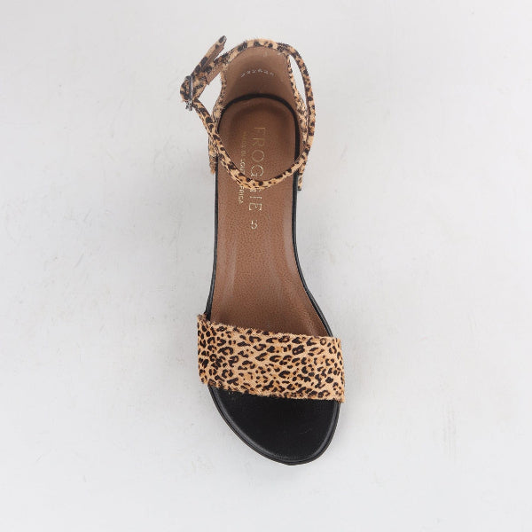 Froggie Shoes Shoes Ankle Strap Block Heel Sandal in Cheetah Print - 11879
