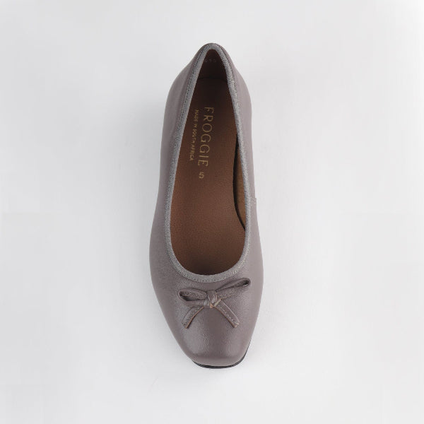 Froggie Shoes Shoes Ballerina Flat Pump with Bow in Grey Multi - 12796