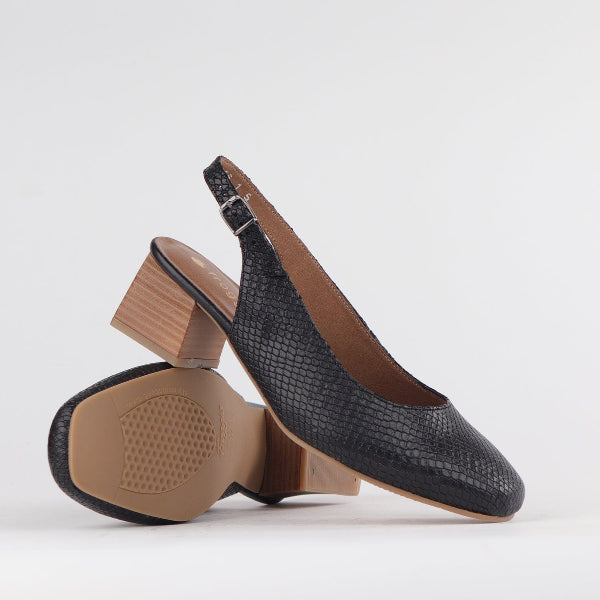 Froggie Shoes Shoes Block Heel Slingback in Black - 12595