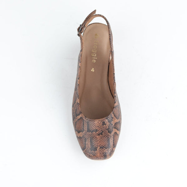 Froggie Shoes Shoes Block Heel Slingback in Saddle - 12595