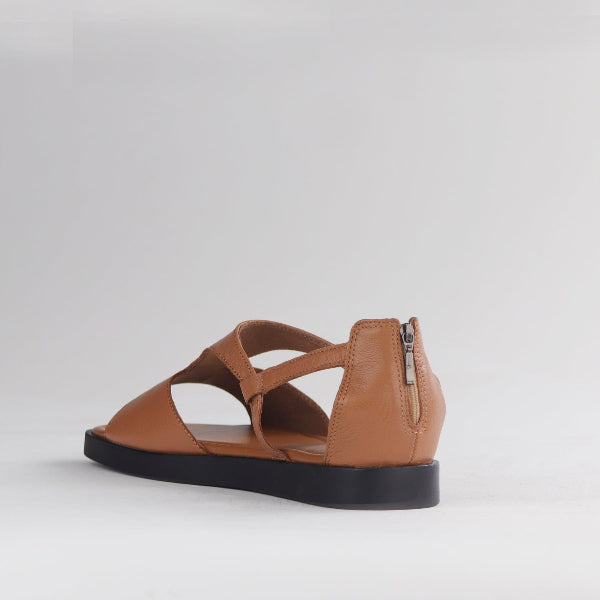 Froggie Shoes Shoes Close Back T-Bar Flat Sandal in Tan - 12888