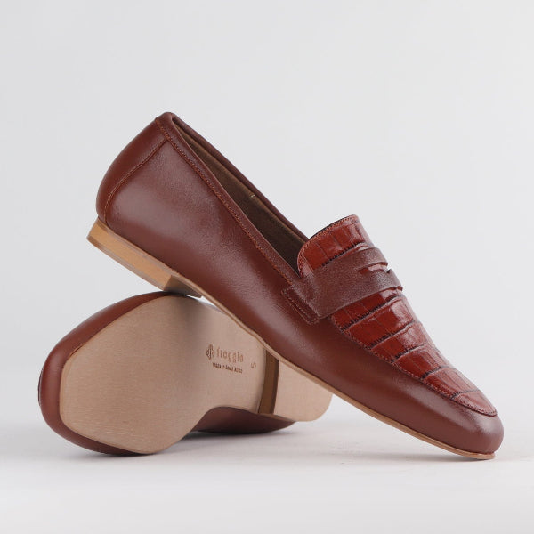Froggie Shoes Shoes Croc Penny Loafer in Chestnut Multi - 12587