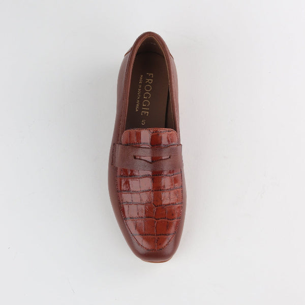 Froggie Shoes Shoes Croc Penny Loafer in Chestnut Multi - 12587