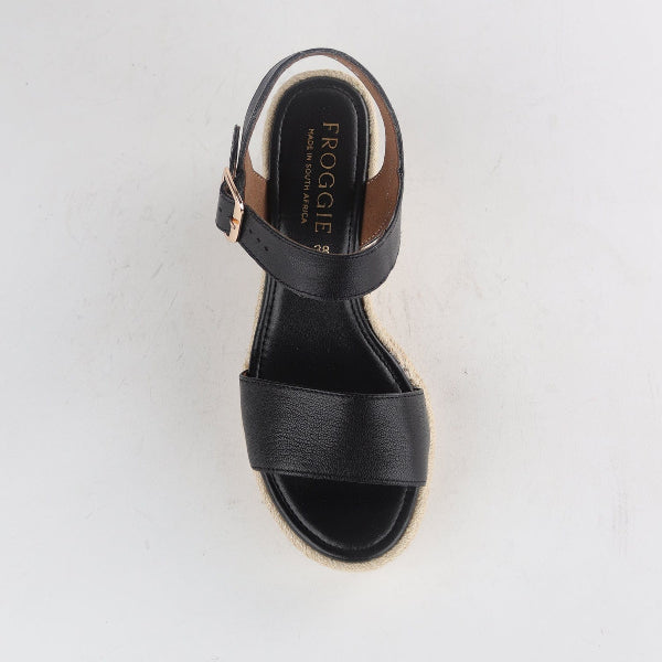 Froggie Shoes Shoes Espadrille Wedge Sandal in Black - 12683