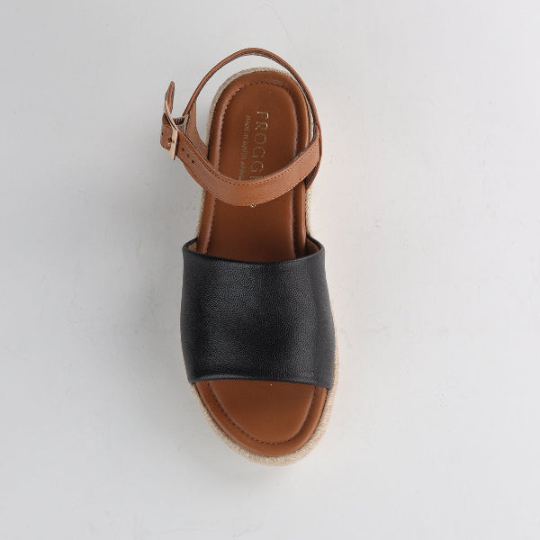 Froggie Shoes Shoes Espadrille Wedge Sandal in Black - 12966