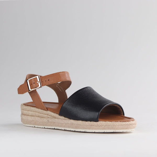 Froggie Shoes Shoes Espadrille Wedge Sandal in Black - 12966