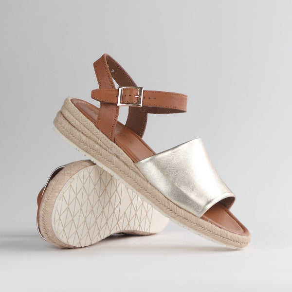 Froggie Shoes Shoes Espadrille Wedge Sandal in Gold - 12966