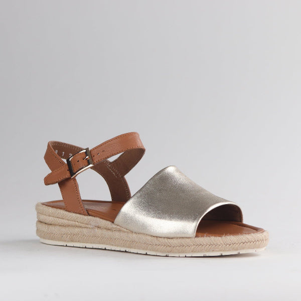 Froggie Shoes Shoes Espadrille Wedge Sandal in Gold - 12966