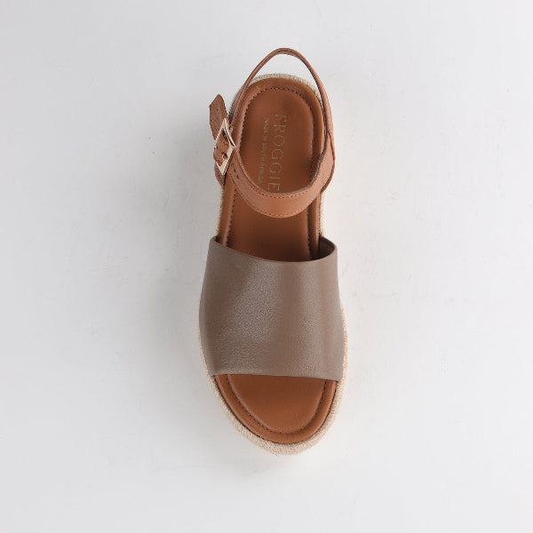 Froggie Shoes Shoes Espadrille Wedge Sandal in Stone - 12966