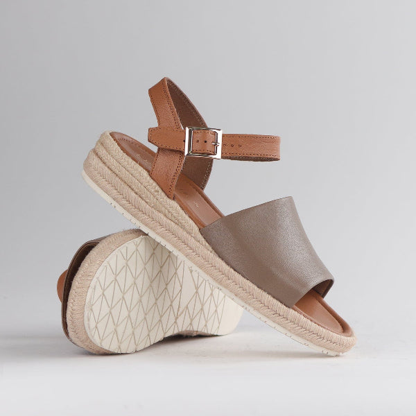 Froggie Shoes Shoes Espadrille Wedge Sandal in Stone - 12966