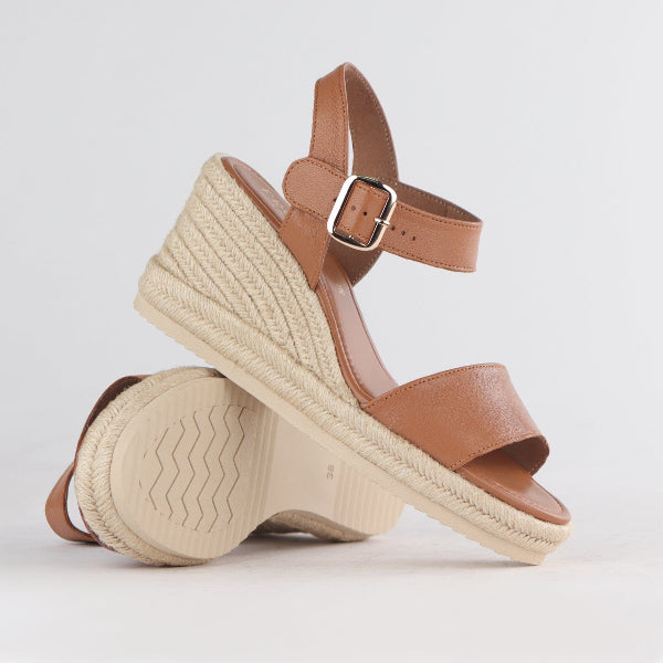 Froggie Shoes Shoes Espadrille Wedge Sandal in Tan - 12683