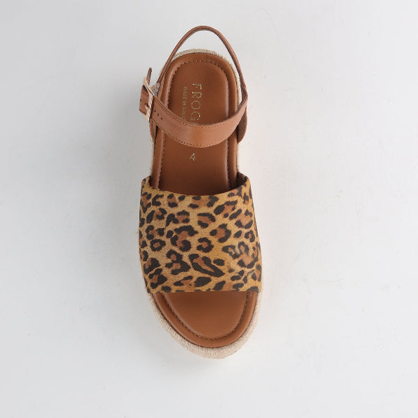 Froggie Shoes Shoes Espadrille Wedge Sandal in Tan Leopard - 12966