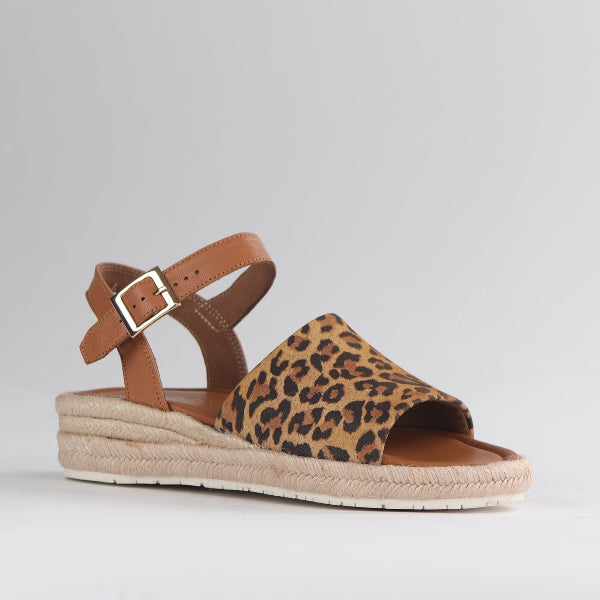 Froggie Shoes Shoes Espadrille Wedge Sandal in Tan Leopard - 12966