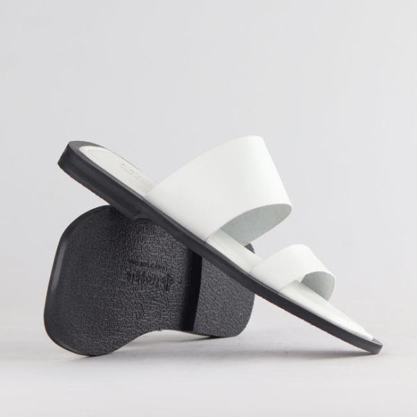 Froggie Shoes Shoes Grecian inspired Flat Mule Sandal in White - 12716