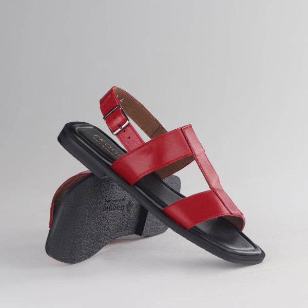 Froggie Shoes Shoes Grecian inspired Flat Sandal in Scarlet - 12891