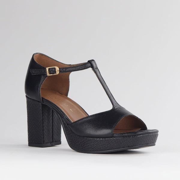 Froggie Shoes Shoes High Heel Platform T-Bar Sandal in Black - 12858