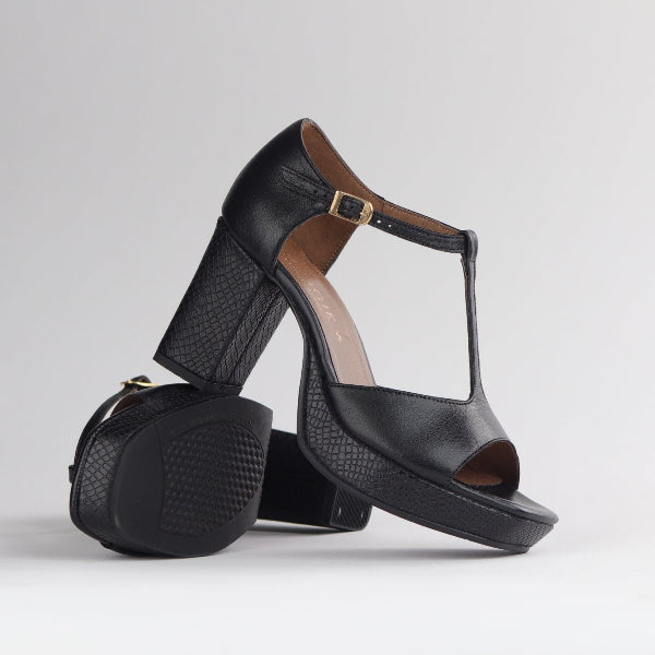 Froggie Shoes Shoes High Heel Platform T-Bar Sandal in Black - 12858