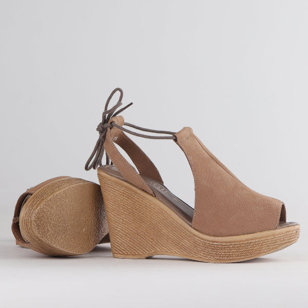 Froggie Shoes Shoes Lace-Up Wedge Sandal - 12821