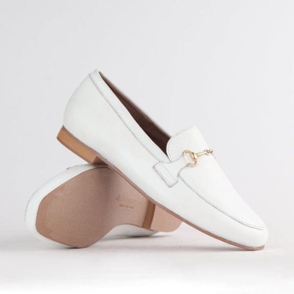 Froggie Shoes Shoes Loafer with Gold Trim in White - 12451