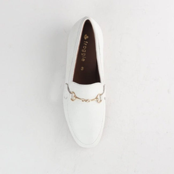 Froggie Shoes Shoes Loafer with Gold Trim in White - 12451