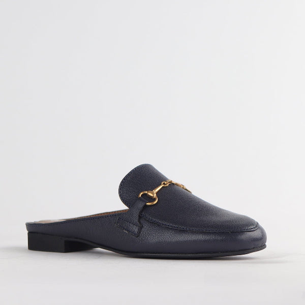 Froggie Shoes Shoes Mule with Gold Trim in Navy - 12450